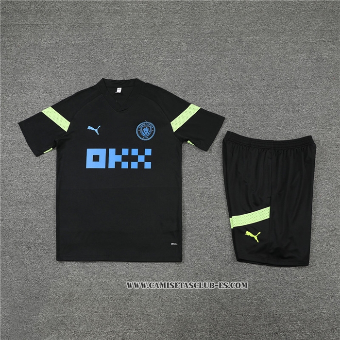 Chandal del Manchester City 22-23 Manga Corta Negro - Pantalon Corto